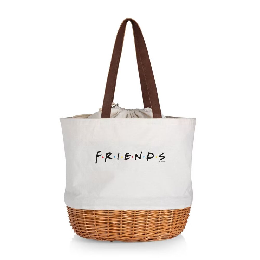 PICNIC TIME Friends Coronado Canvas Willow Picnic Basket Tote Beige New